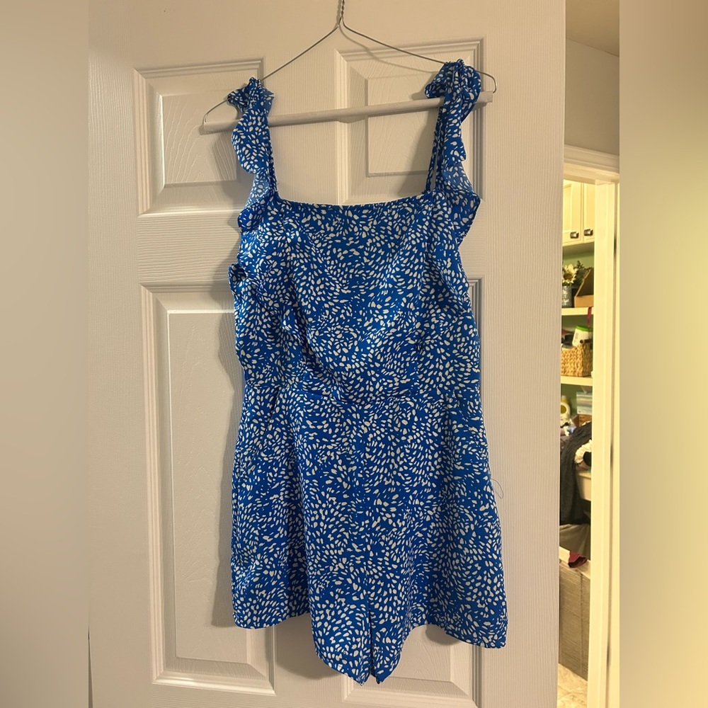 Blue & White Printed Romper